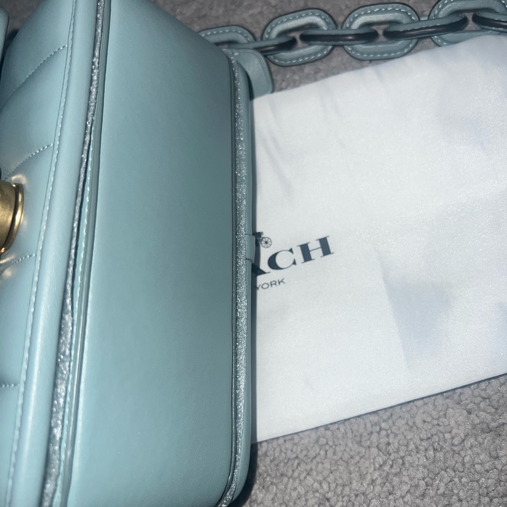 Coach Quilted Crossbody Bag in Light Blue with Gold Hardware - Picture 3 of 8